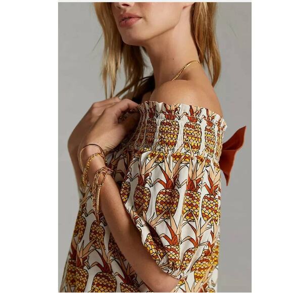 New Anthropologie PORRIDGE Printed Bow-Back Top $98 SMALL Off The Shoulder - Picture 3 of 3